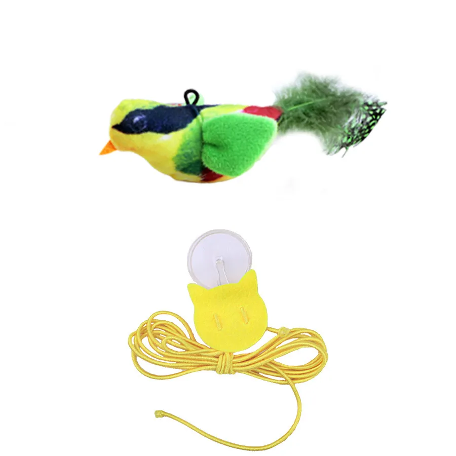 Simulated Squeaky Bird Cat Toy – Hanging Feather Teaser with Realistic Chirping Sounds, Self-Play Boredom Relief Toy for Indoor Cats